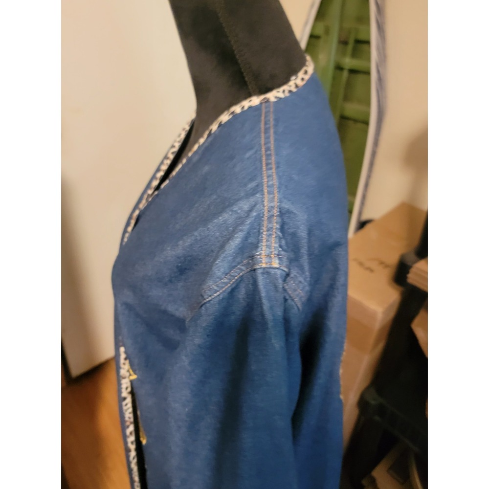 Vintage Pnina Woman African Long Denim Duster Open Front Folk Art Made In India - Picture 13 of 15
